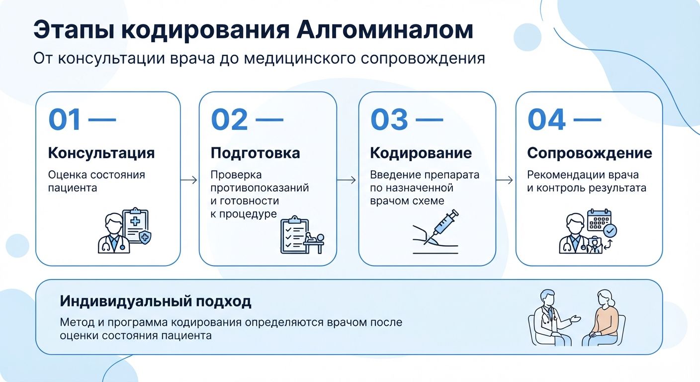 Кодирование препаратом «Алгоминал» в Коврове инфографика